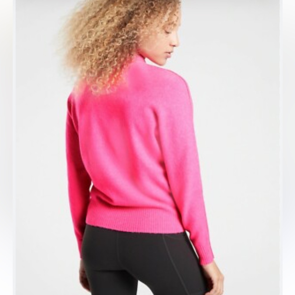 NWT Athleta Transit Crew Sweater Size S Bright Neon Pink Wool Blend - Picture 13 of 13